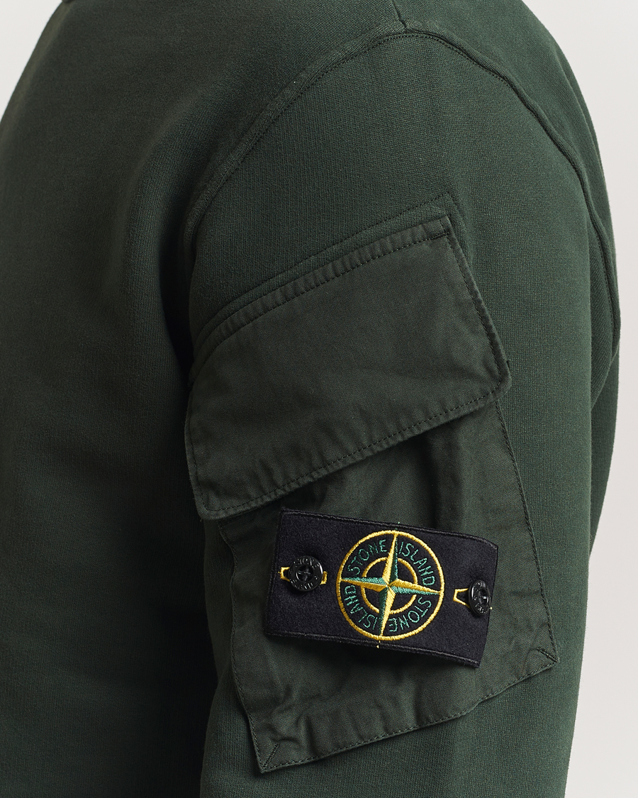 Stone Island Organic Cotton Fleece Arm Pocket Sweatshirt Juniper
