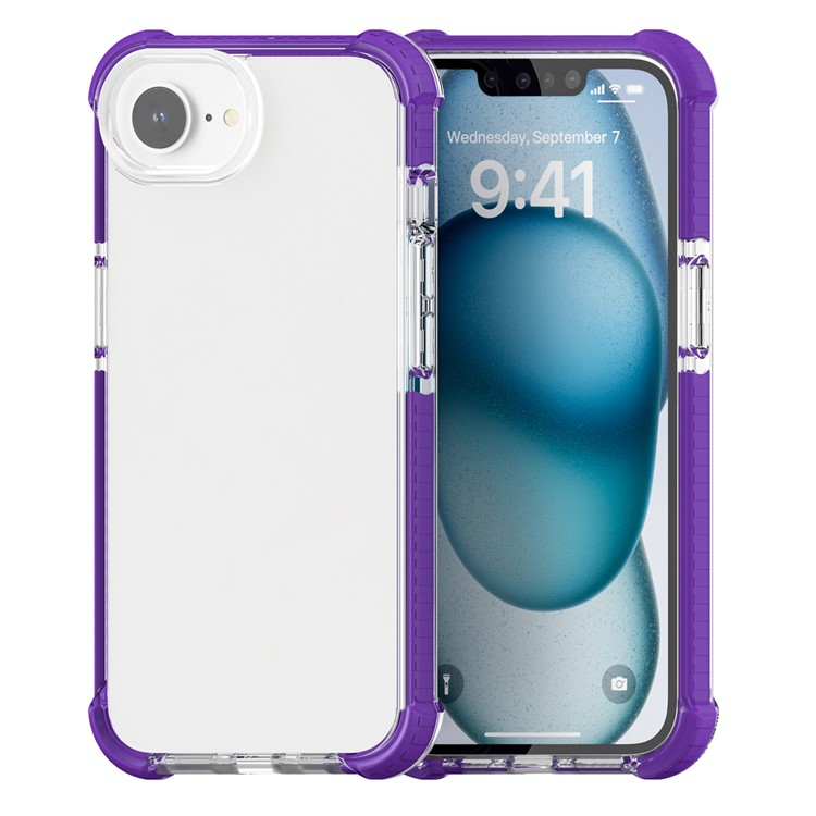 iPhone 16e Hybrid Bumper Hülle mit Air Cushion Fallschutz - Lila / Transparent