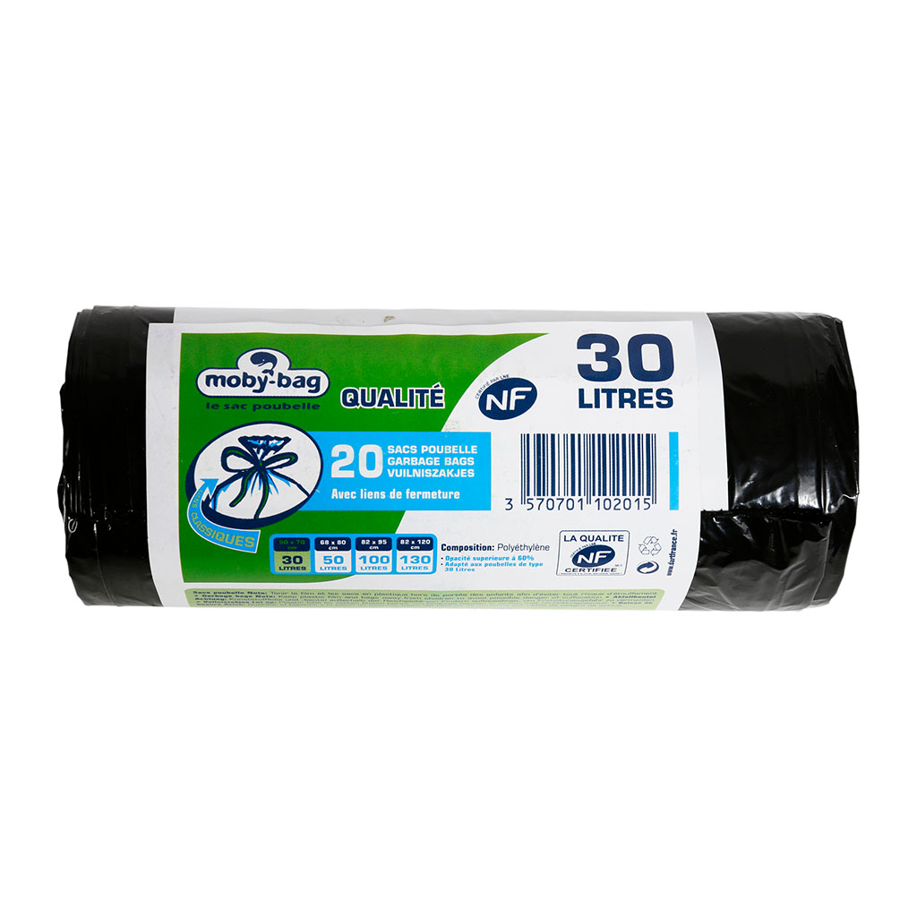 Lot de 20 sacs poubelle 30L