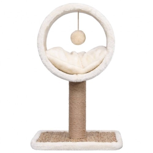 Arranhador para gatos com túnel e brinquedo, marrom