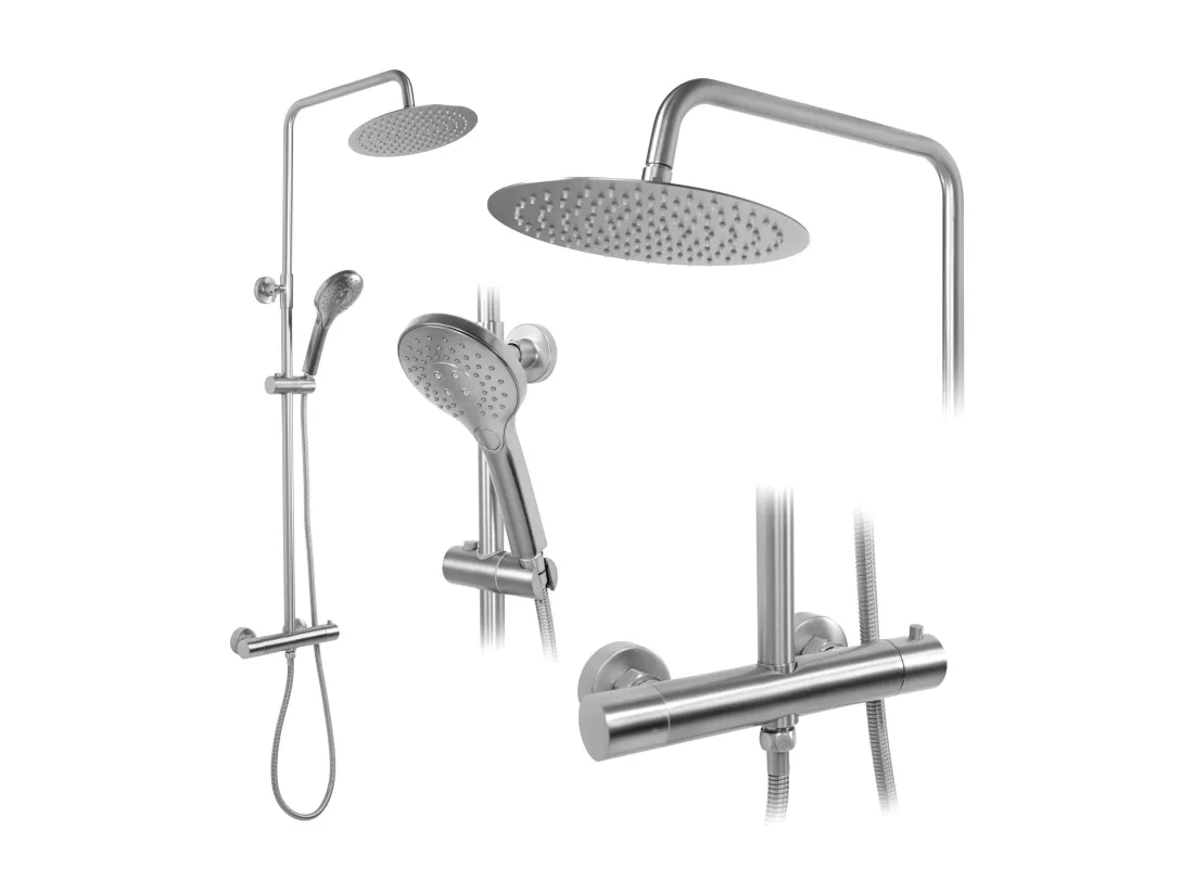 Kit De Douche Avec Thermostat Rea Vincent Termostat Brush Nickel