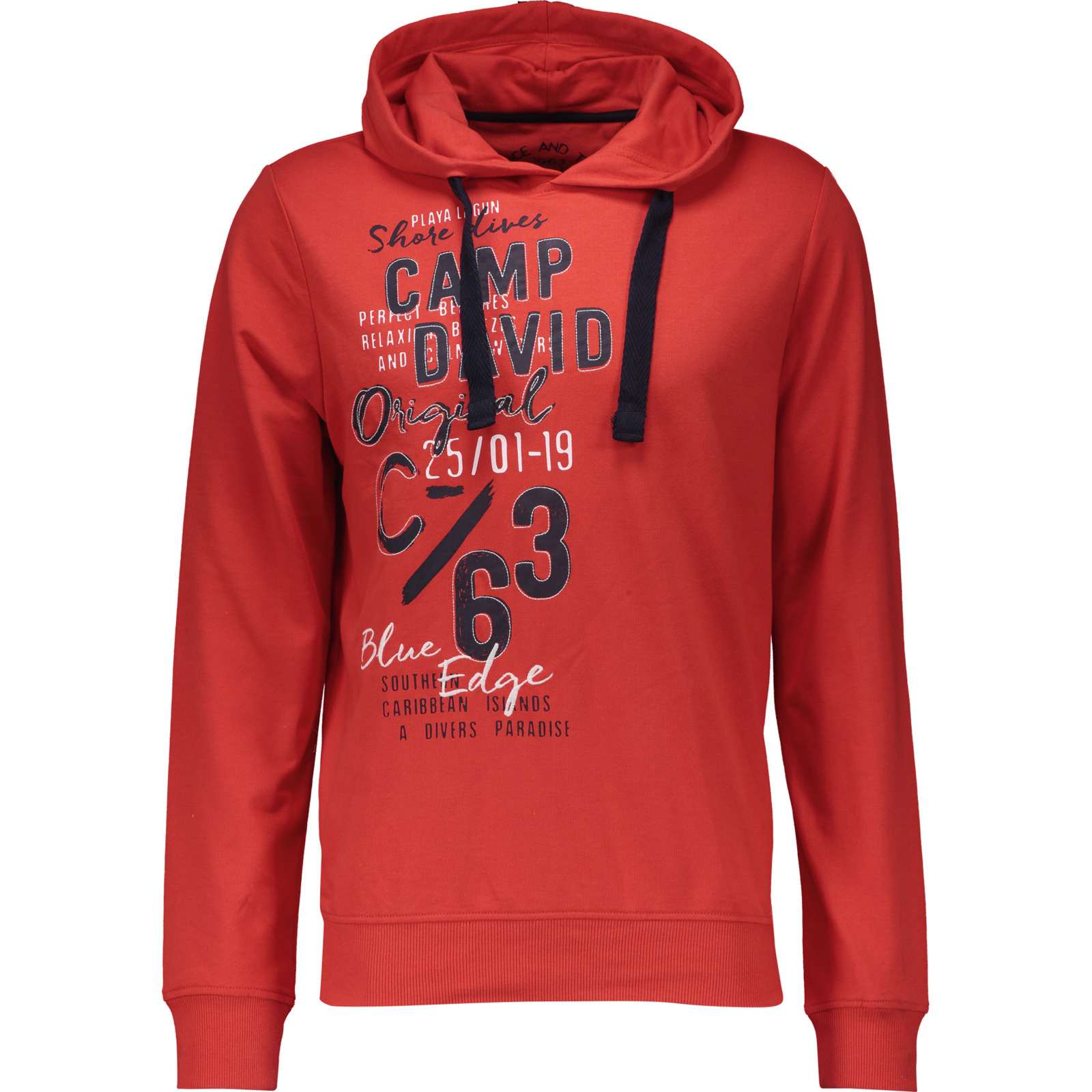 Camp David Herren-Sweatshirt hood XL, rot