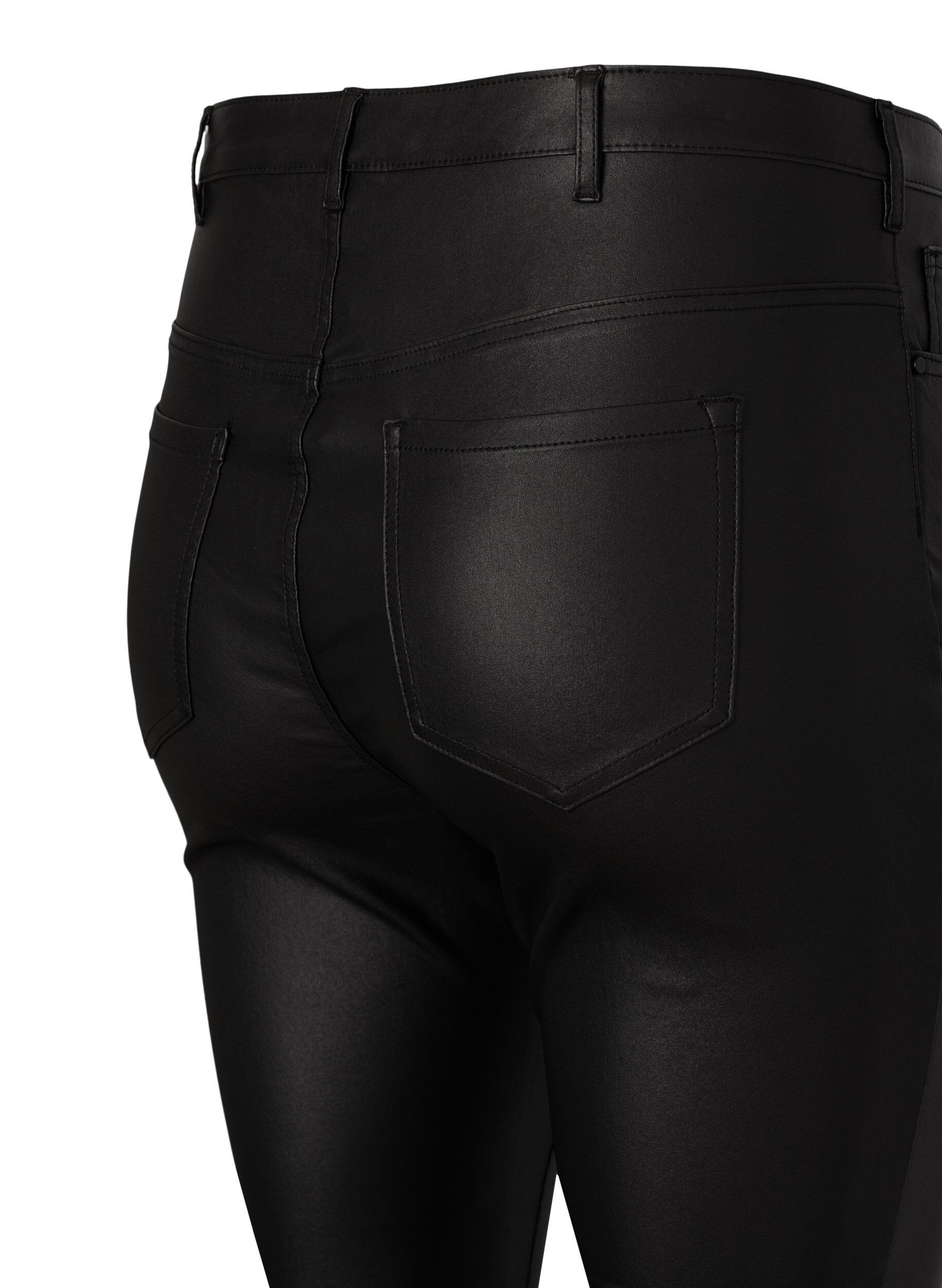 Coated Amy jeans med lynlåsdetalje
