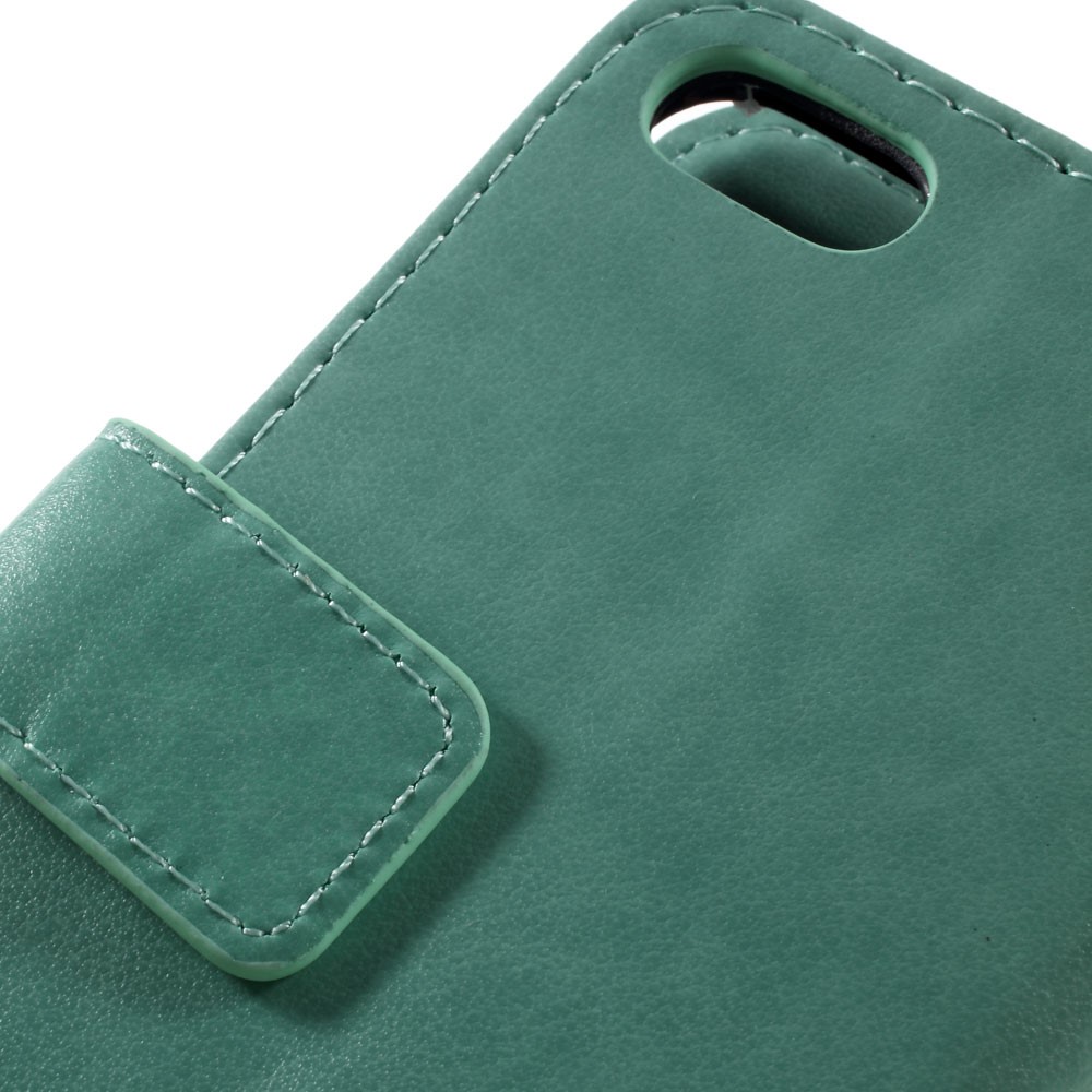 iPhone SE (2022/2020) / 8 / 7 Leder Tasche mit Kartenfach   Handschlaufe Butterfly Flowers - Türkis
