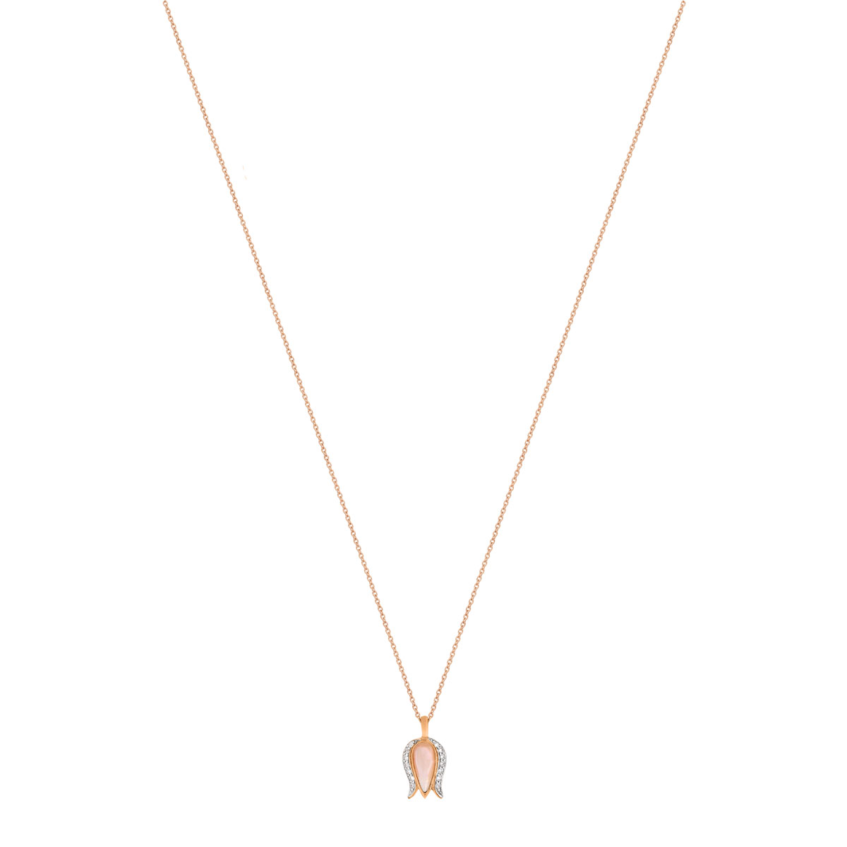Collier or 375 2 tons nacre et zirconias 45 cm