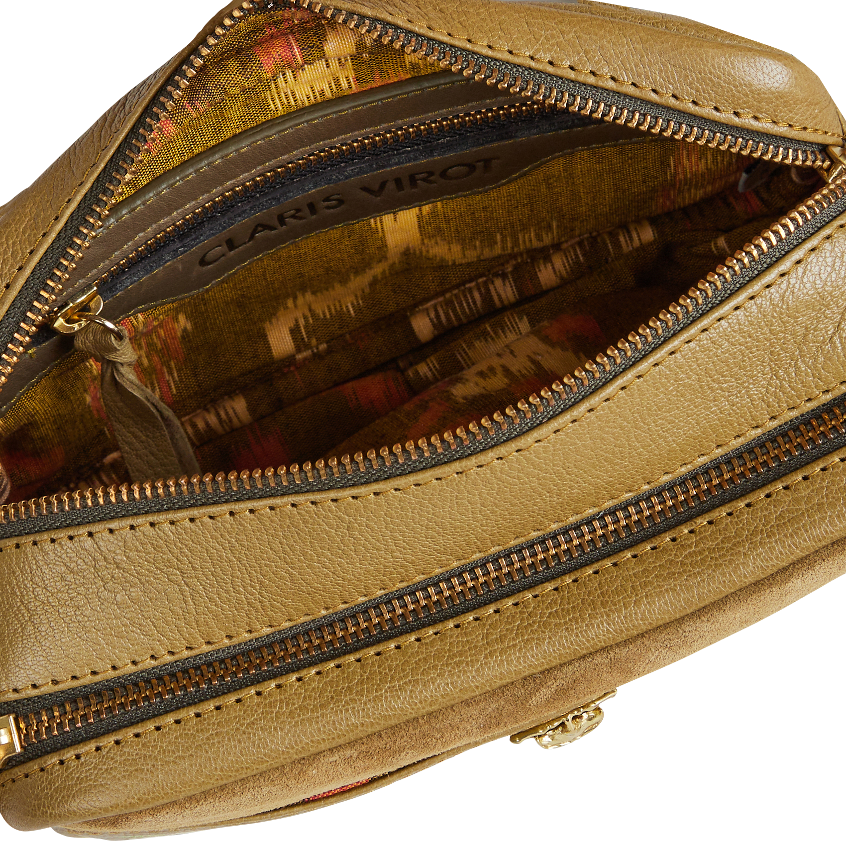 LILY - Sac bandoulière en cuir brodé | Kaki