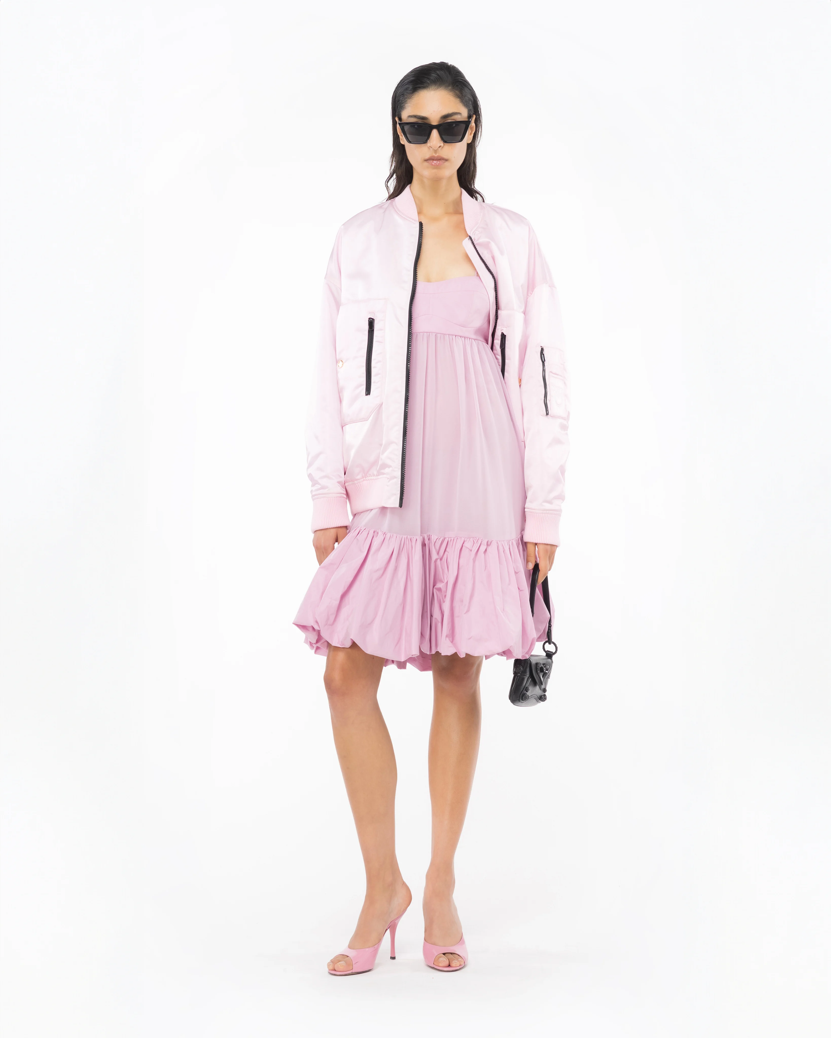 Robe volantée à fines bretelles | Rose