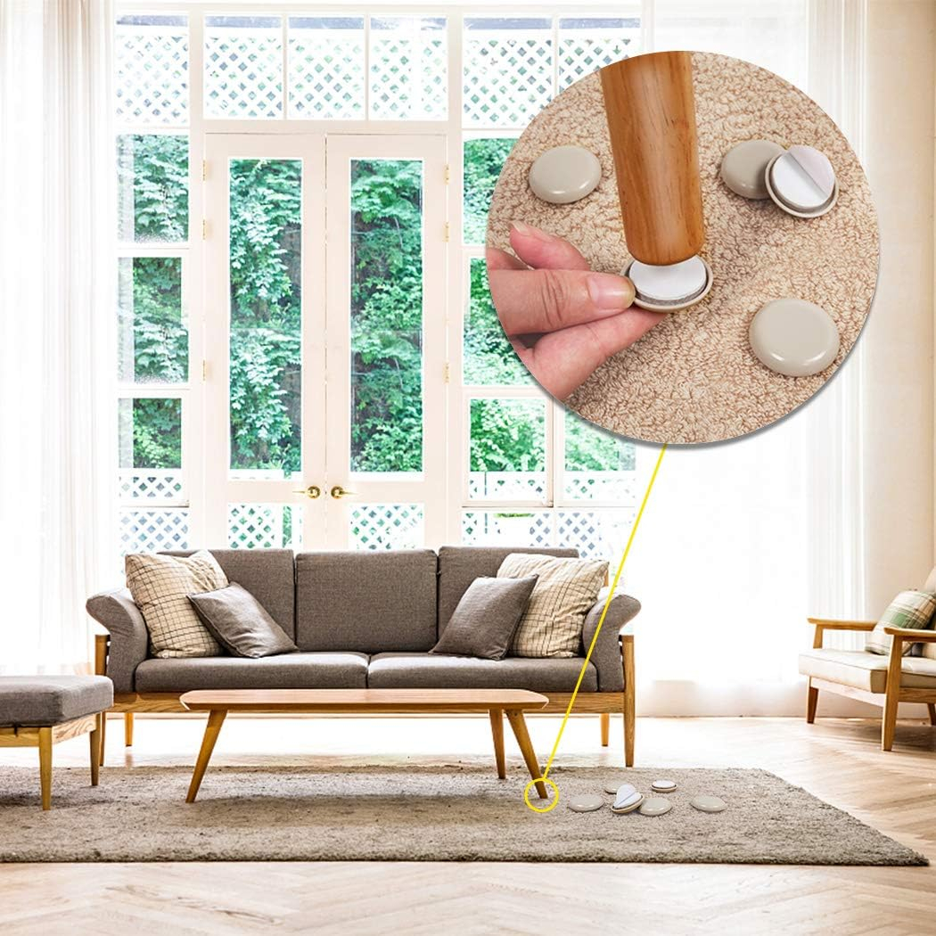 (4er Set) Ø25mm Selbstklebende Stuhlbein Gleiter Boden Schoner für Tisch / Stuhl / Sofa - Grau
