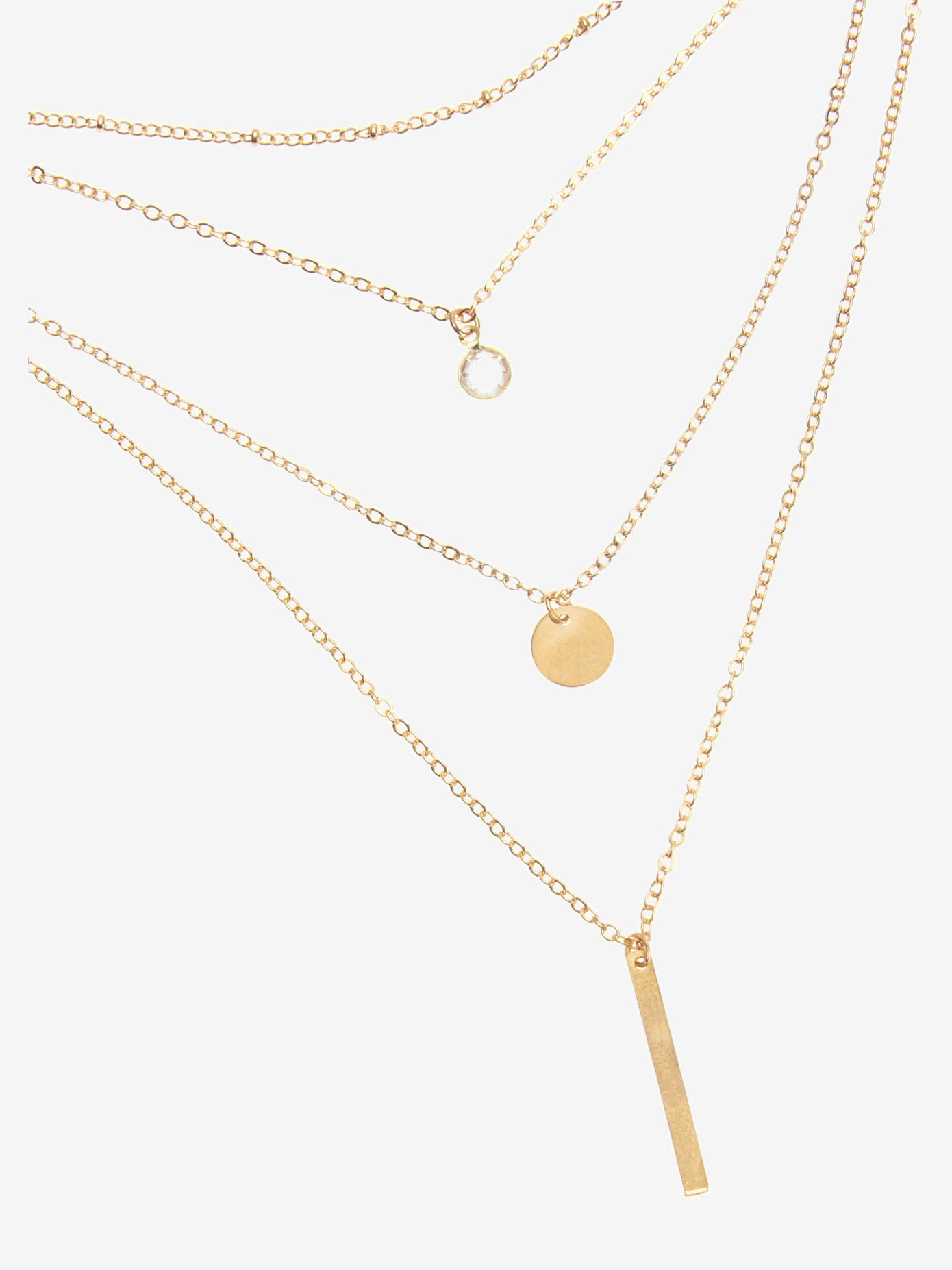 Chaîne avec pendentif pendentif pendule et cercle réparti sur trois rangées
