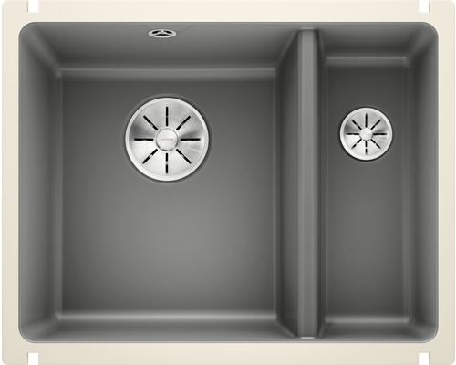 Blanco SUBLINE 350/150-U spoelbak, 567 x 456 mm, basalt, 523746, 1 bak, met bijbak, zonder afdruipgedeelte, bak links