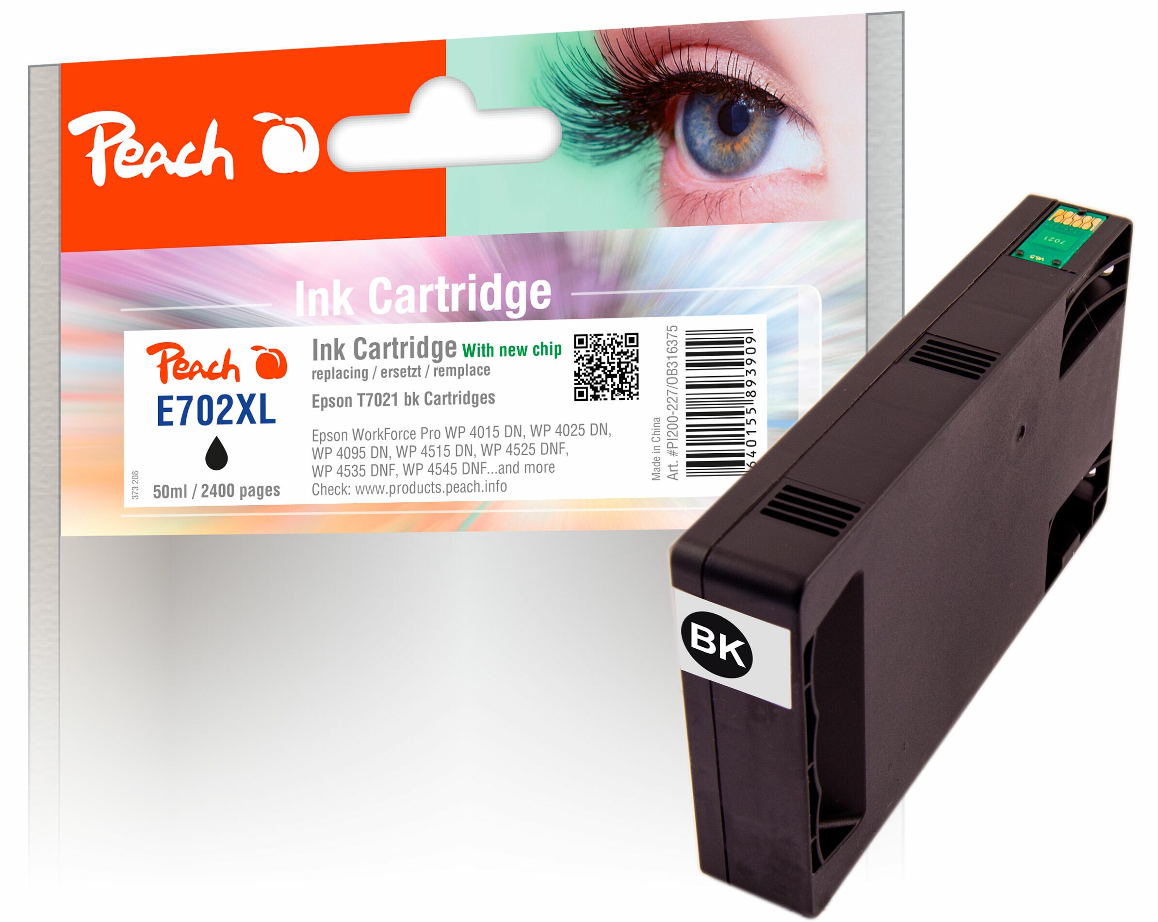 Peach E70Druckerpatrone XL bk ersetzt Epson T7021 bk, C13T70214010 für z.B. Epson WorkForce Pro WP -4015 DN, Epson WorkForce Pro WP -4025 DW