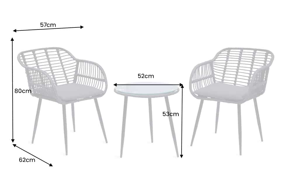 In- und Outdoor Bistro Balkon-Set PARIS schwarz Polyrattan Sitzgruppe inkl. Tisch
