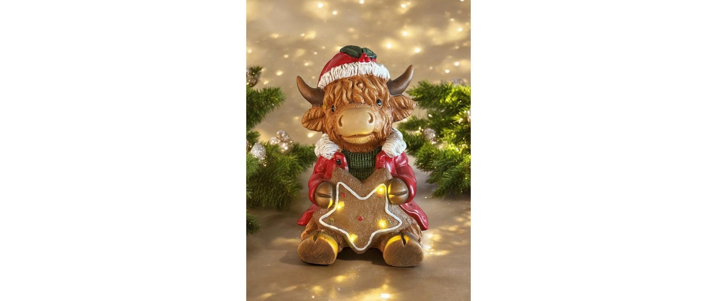 LED Hochlandrind sitzend 23 cm x 20 cm x 31 cmLED-Figur