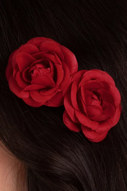 ZaZoo Pin-up rode rozen haarclips