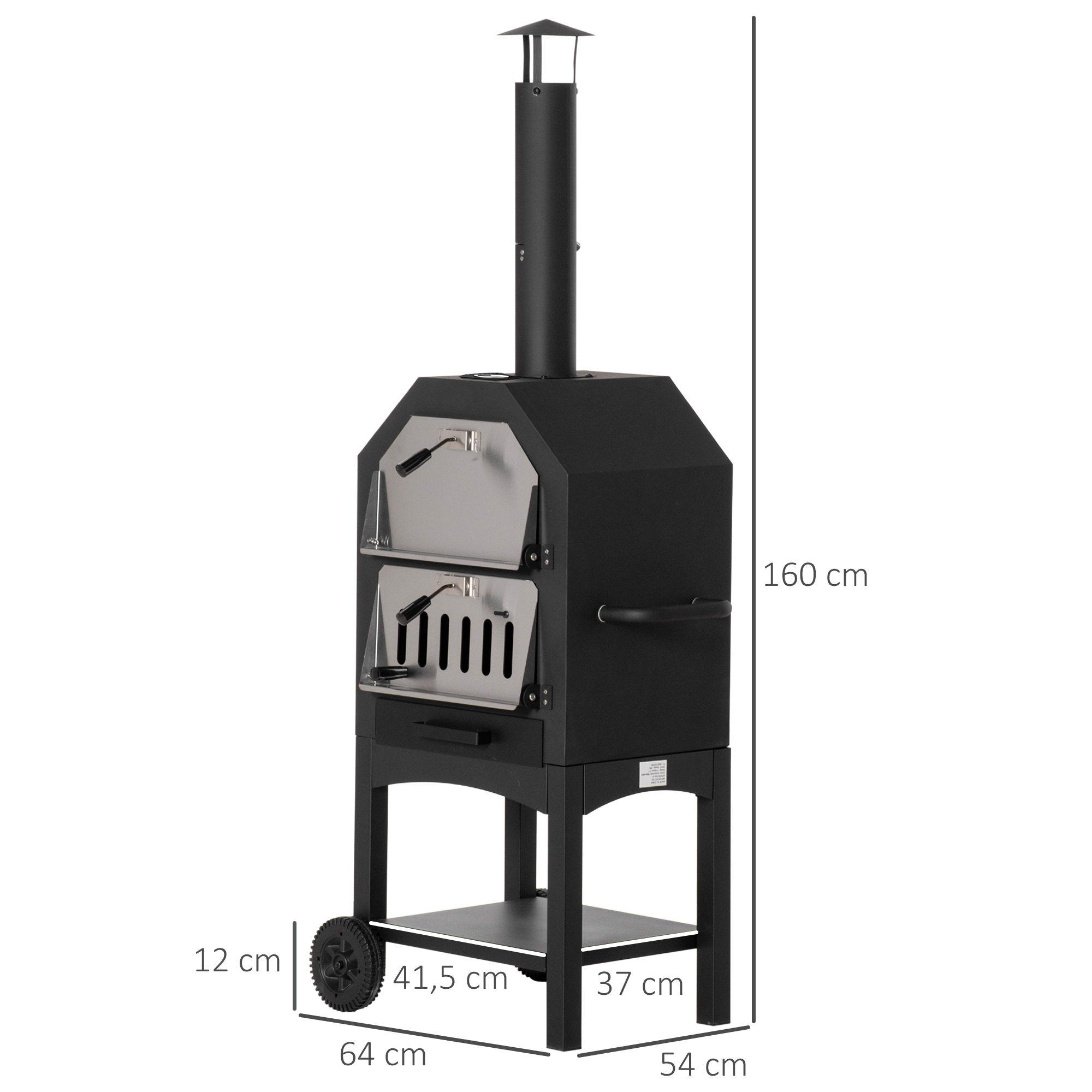 Forno de pizza Outsunny preto