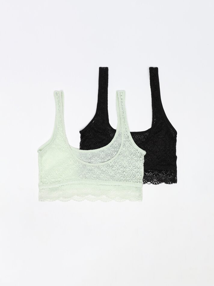 Conjunto com 2 sutiãs de renda - Preto