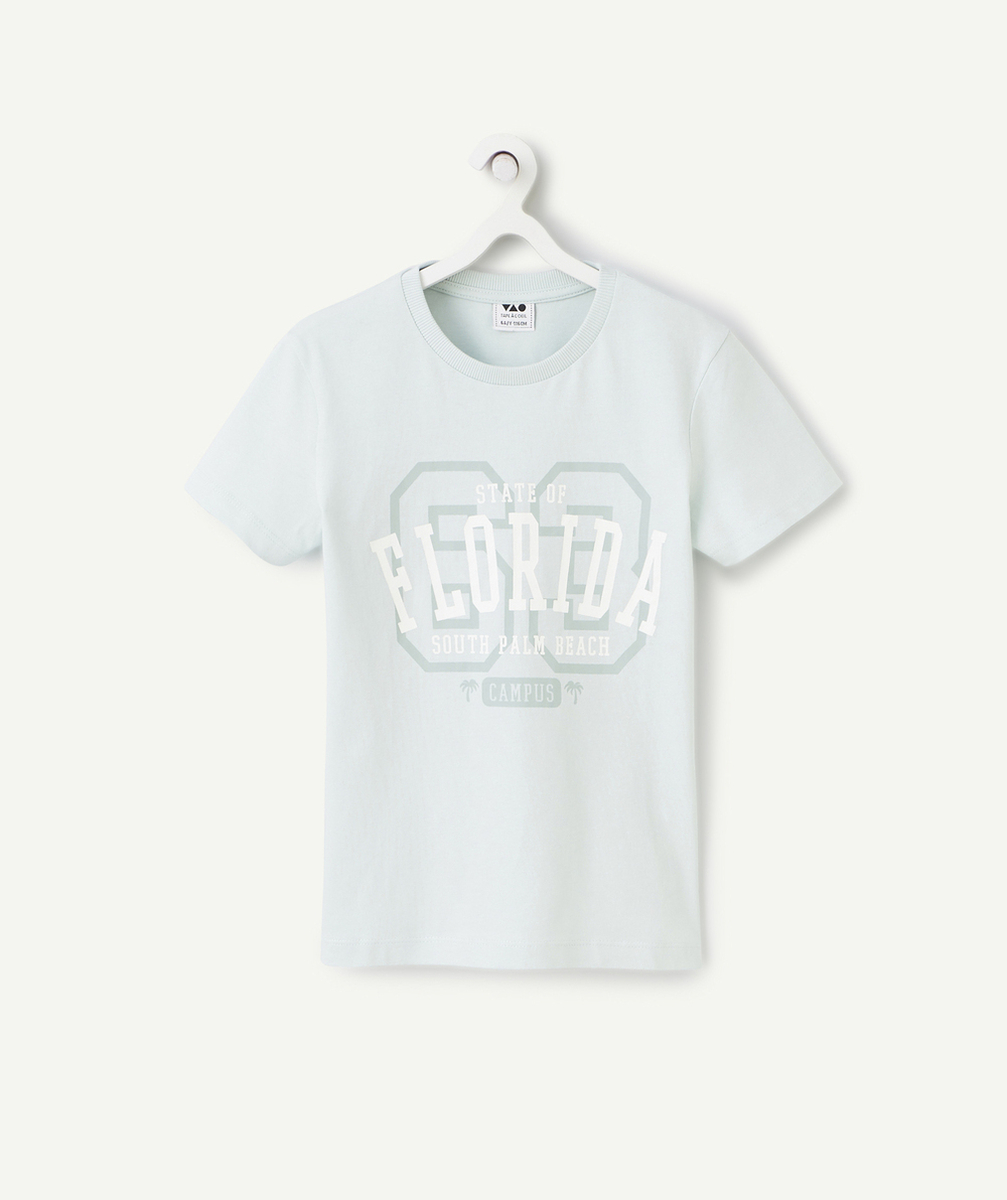 t-shirt manches courtes garçon en coton bio bleu thème floride