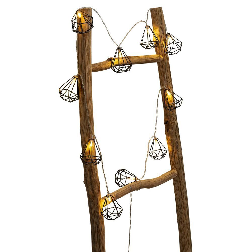 Guirlande lumineuse 10 diamants métal noir 165cm