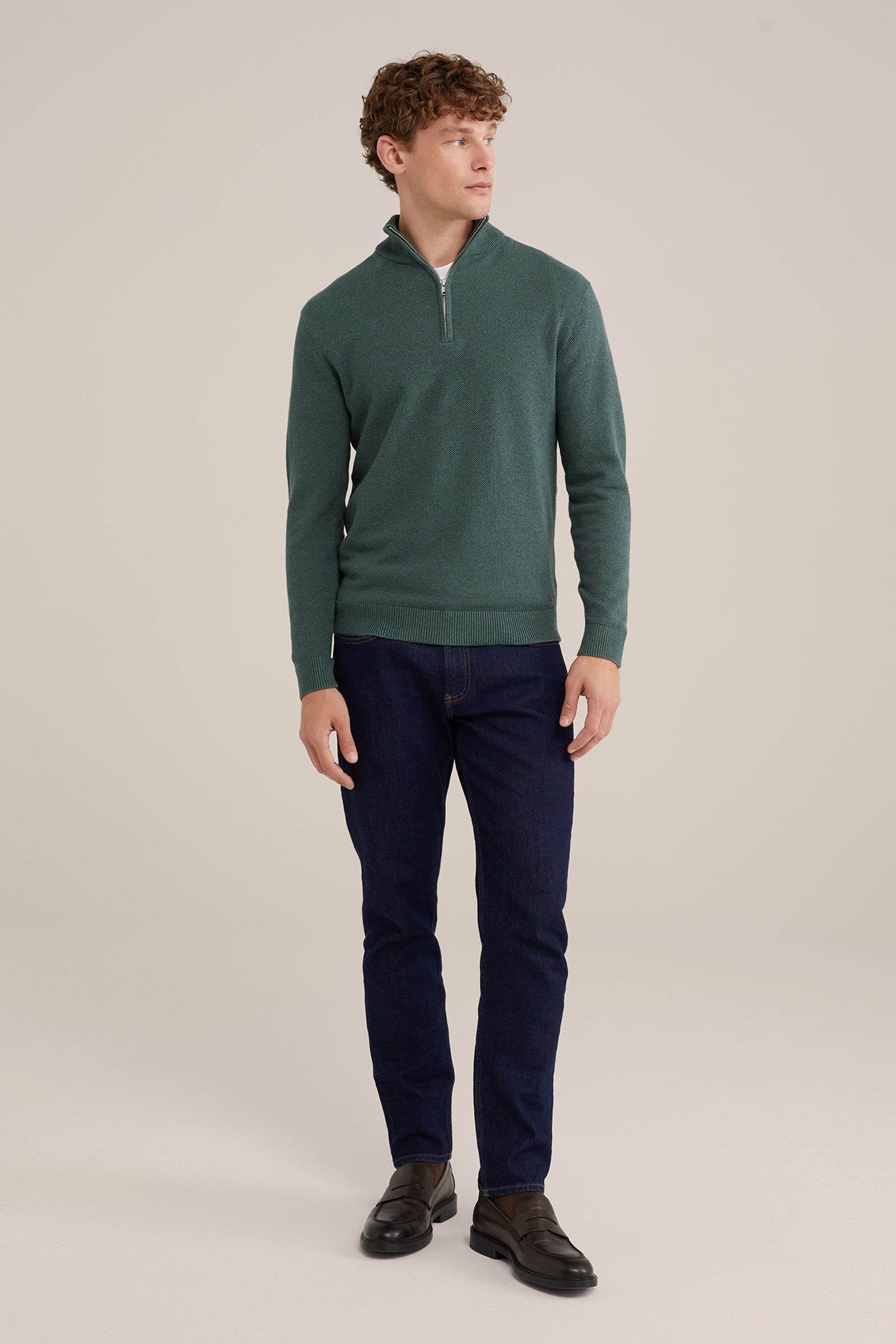 trui met rits WE Fashion Donkergroen