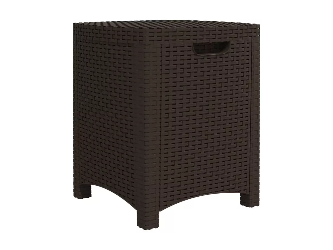 Boîte de rangement de jardin 39x39x46 cm Rotin PP Marron