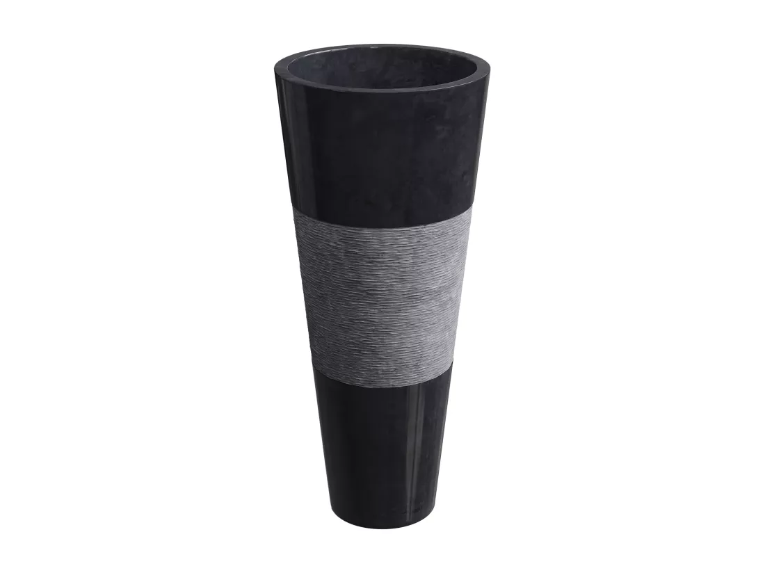Vasque sur pied en marbre - Coloris noir - L40 x P40 x H90 cm - PULOA