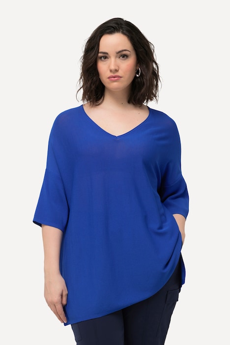 Pullover, Oversized, V-Ausschnitt, Halbarm