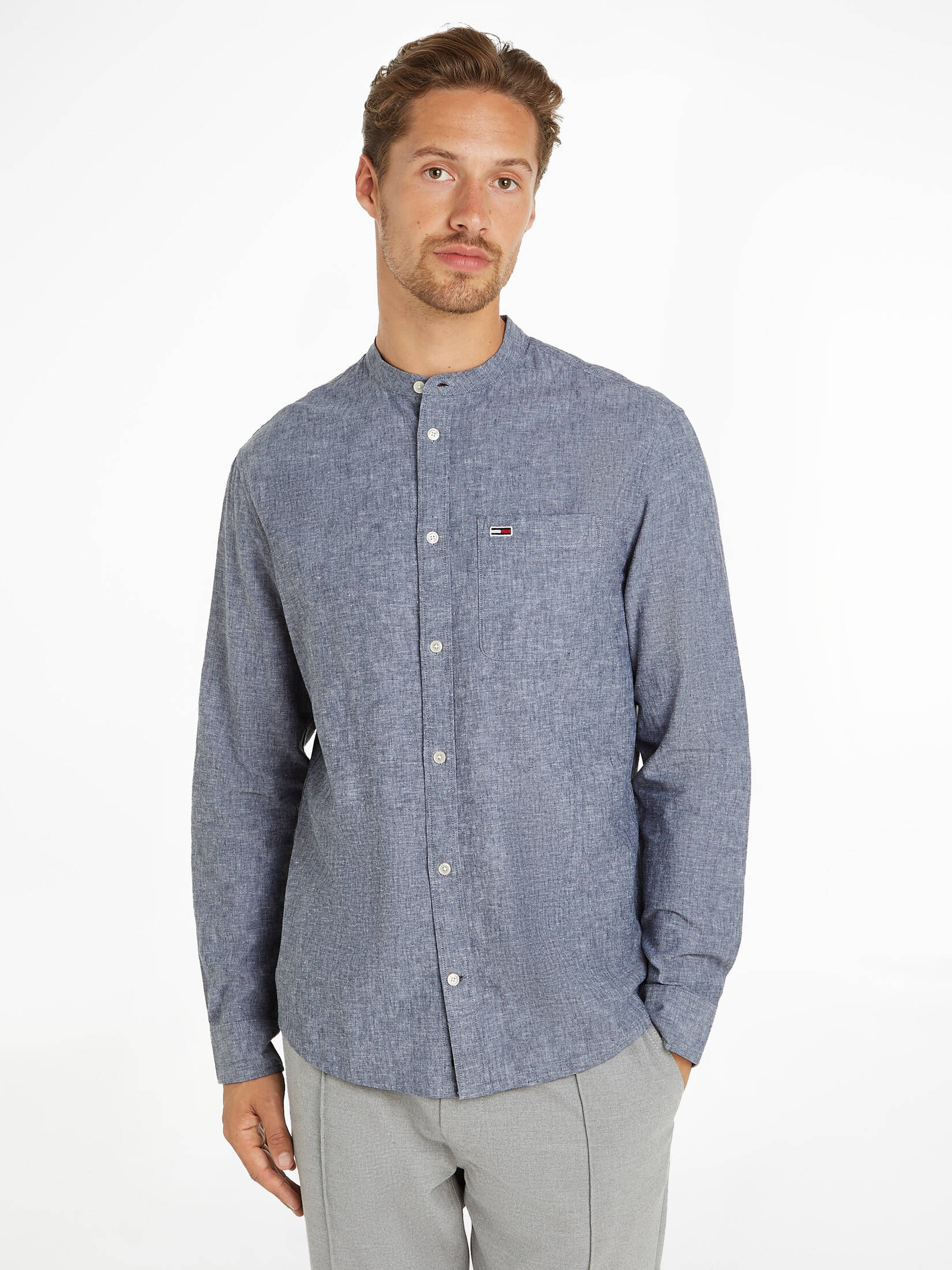 Tommy Jeans| Herren Hemd aus Baumwoll-Leinenmischung MAO LINEN BLEND SHIRT Regular Fit
