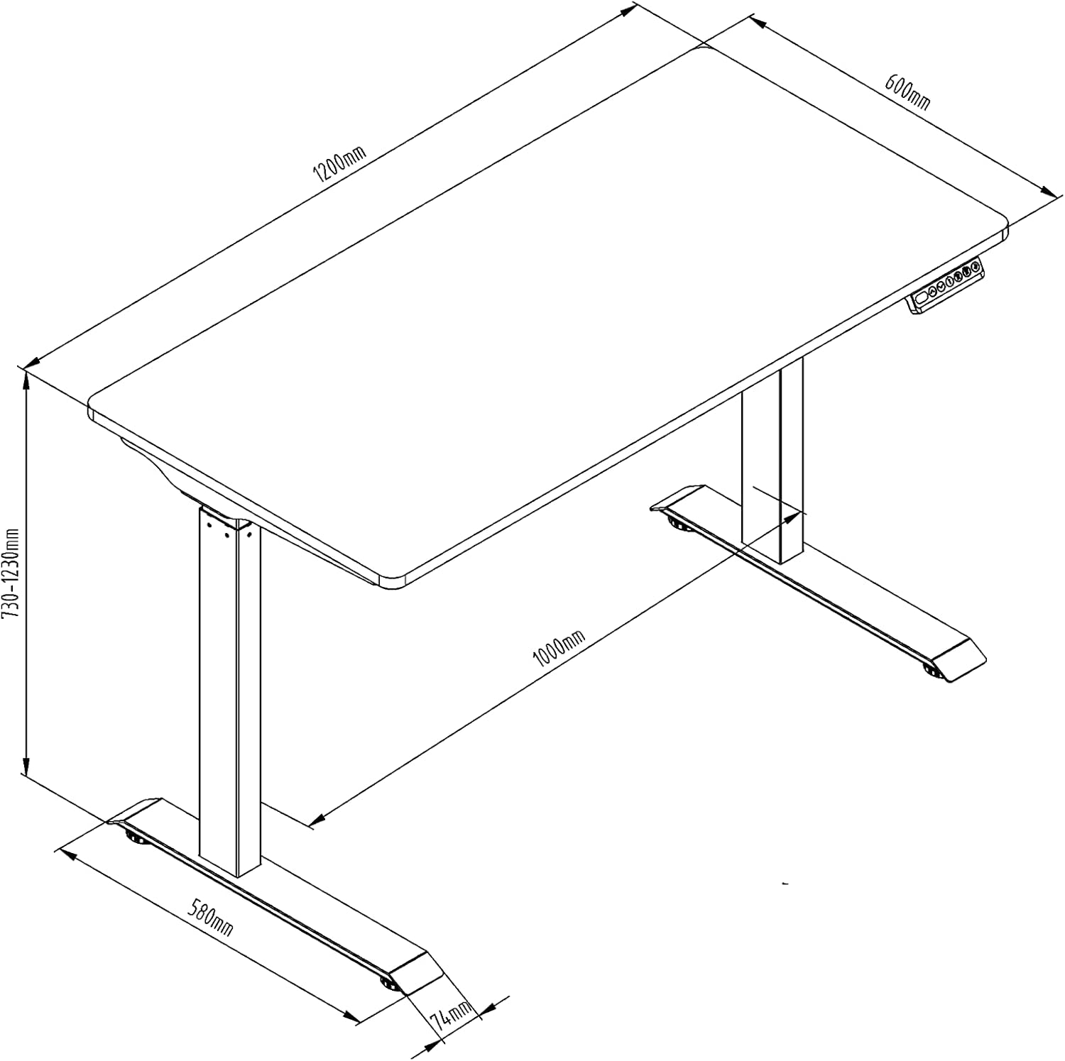 AGIL - elektrisch Höhenverstellbarer Schreibtisch - Schwarzes Singlemotor Gestell & Wallnussfarbene Tischplatte 120 x 60 cm - Memory Funktion - Ergonomischer Schreibtisch für Kinder und Erwachsene