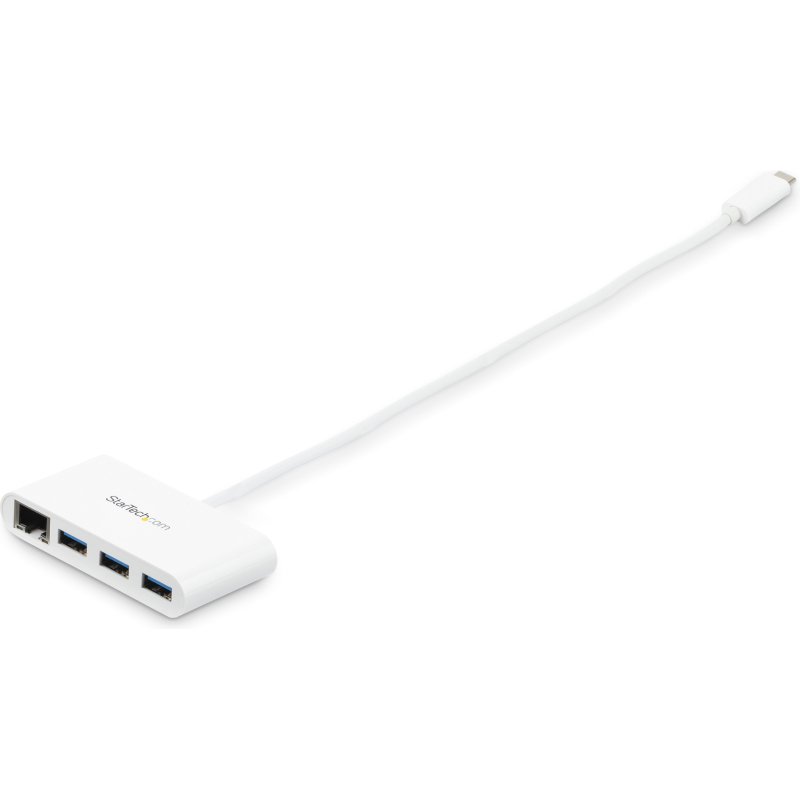 StarTech.com Hub USB-C à 3 ports avec Gigabit Ethernet - USB 3.0 (5Gbps) - USB-C vers 3x USB-A - Blanc
