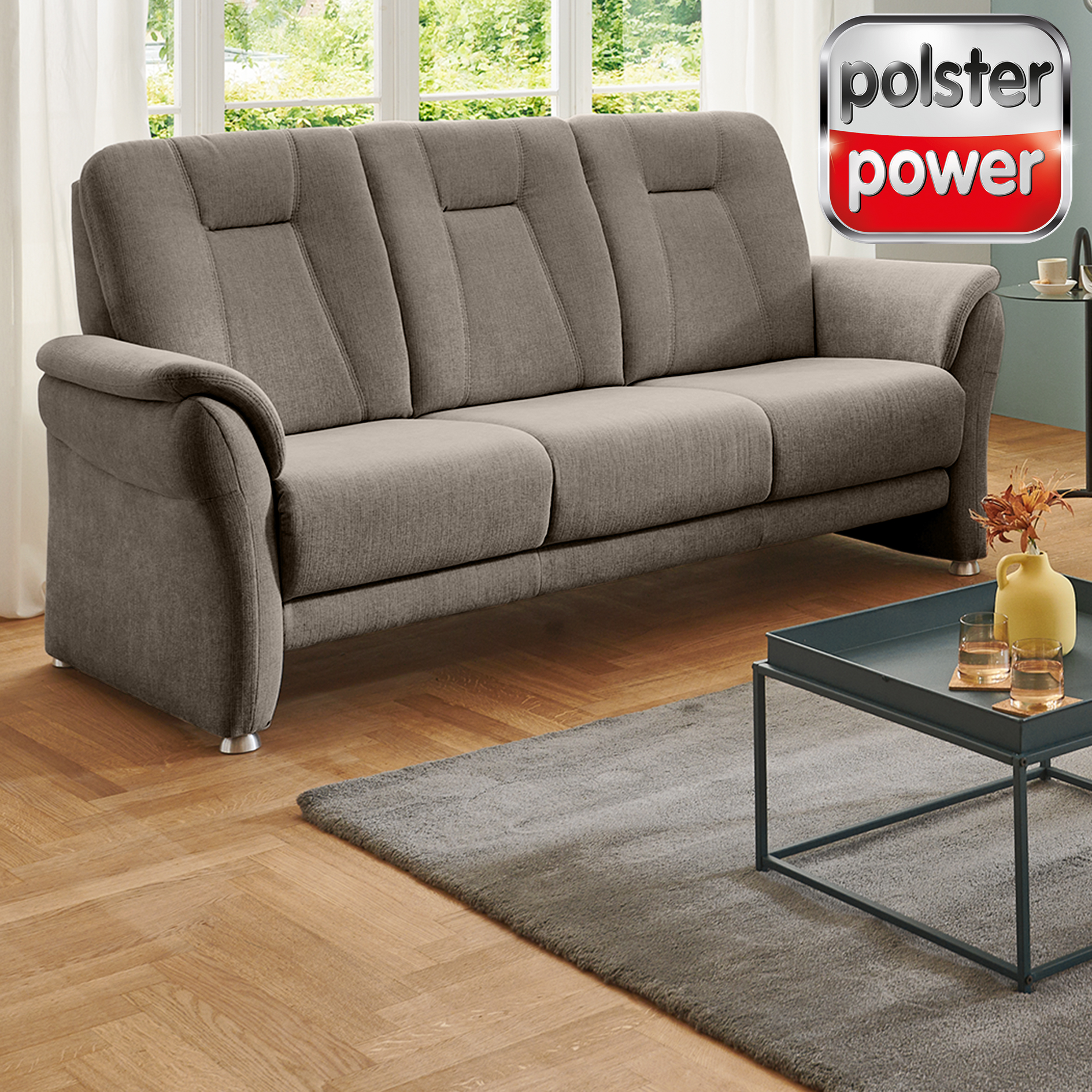 polsterpower 3-Sitzer-Sofa - mandel - Basismodell
