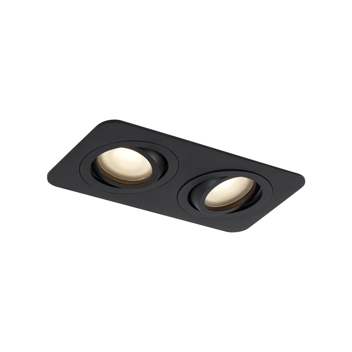 Set van 6 Afgeronde inbouwspot zwart GU10 50mm draai- en kantelbaar IP44 2-lichts - Alberto