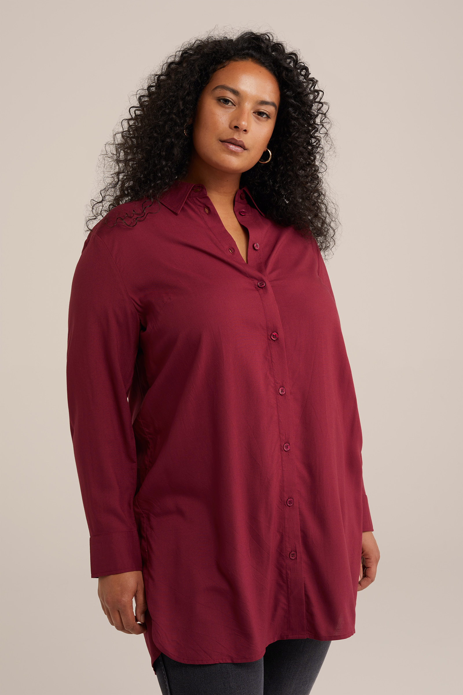 blouse - Curve WE Fashion Donkerrood