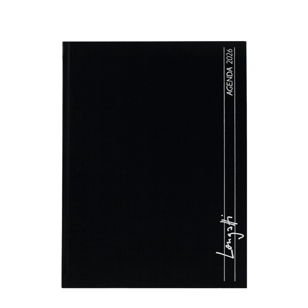 (1W/2S) 18x24.5cm Geschäftsagenda Longatti Zeitplanungssystem Wochenkalender 2026 mit Adressenregister (812725020026U) - Schwarz