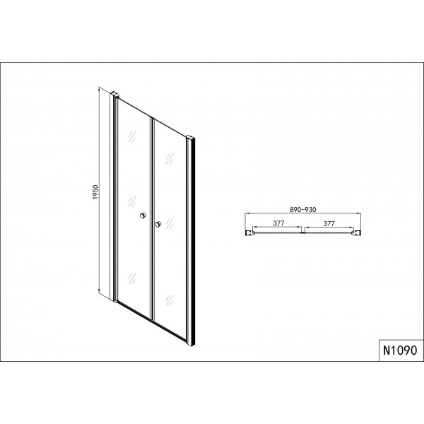 Badstuber Elegance klapdeuren voor douche 90x195cm