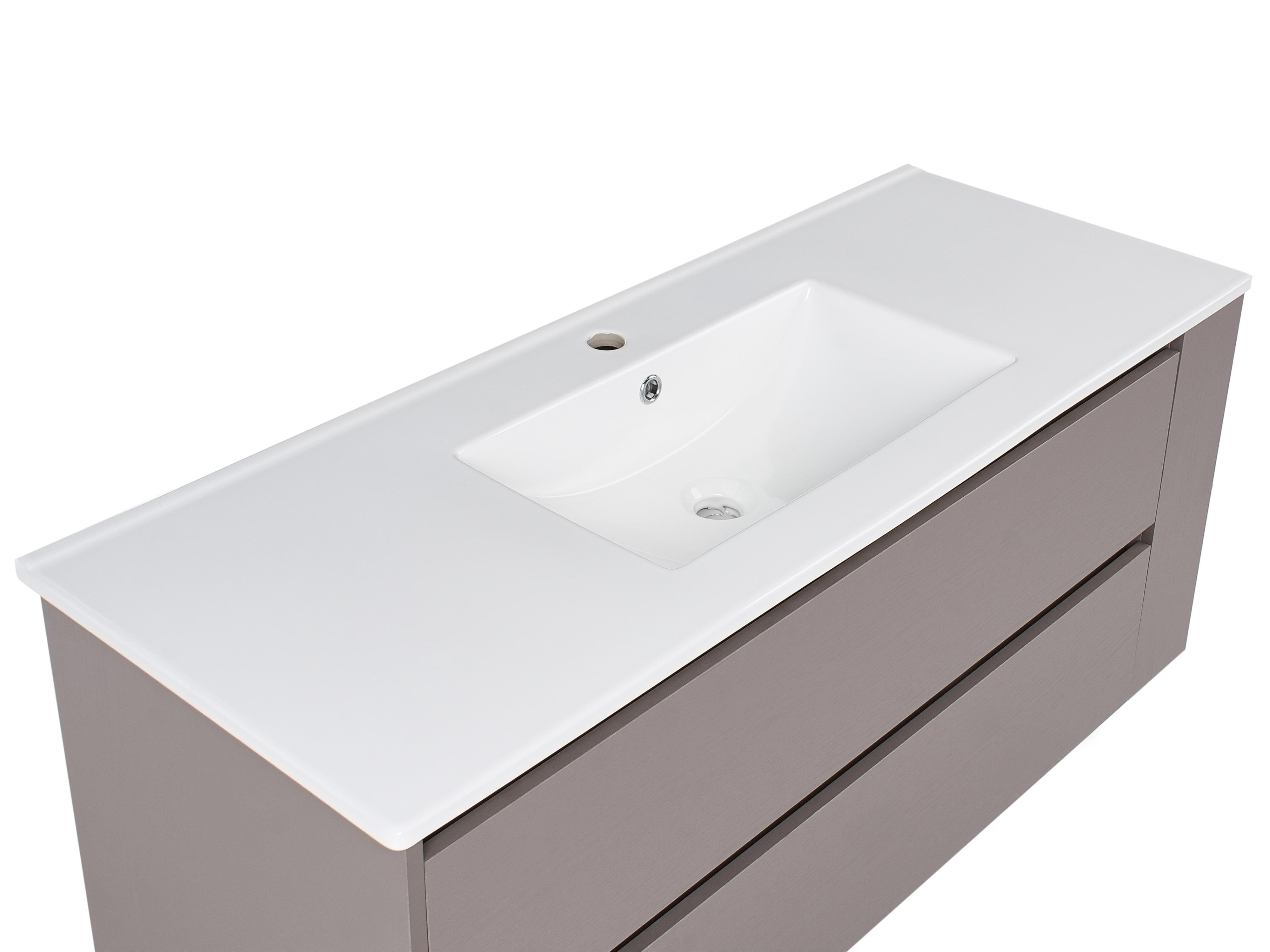 Wandgemonteerd meubel met wastafel MANCORA Taupe