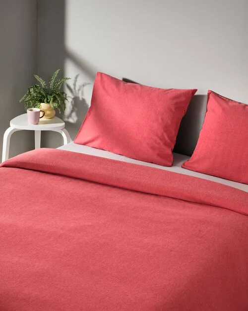 housse de couette flanelle 200 x 200/220 mélange rouille