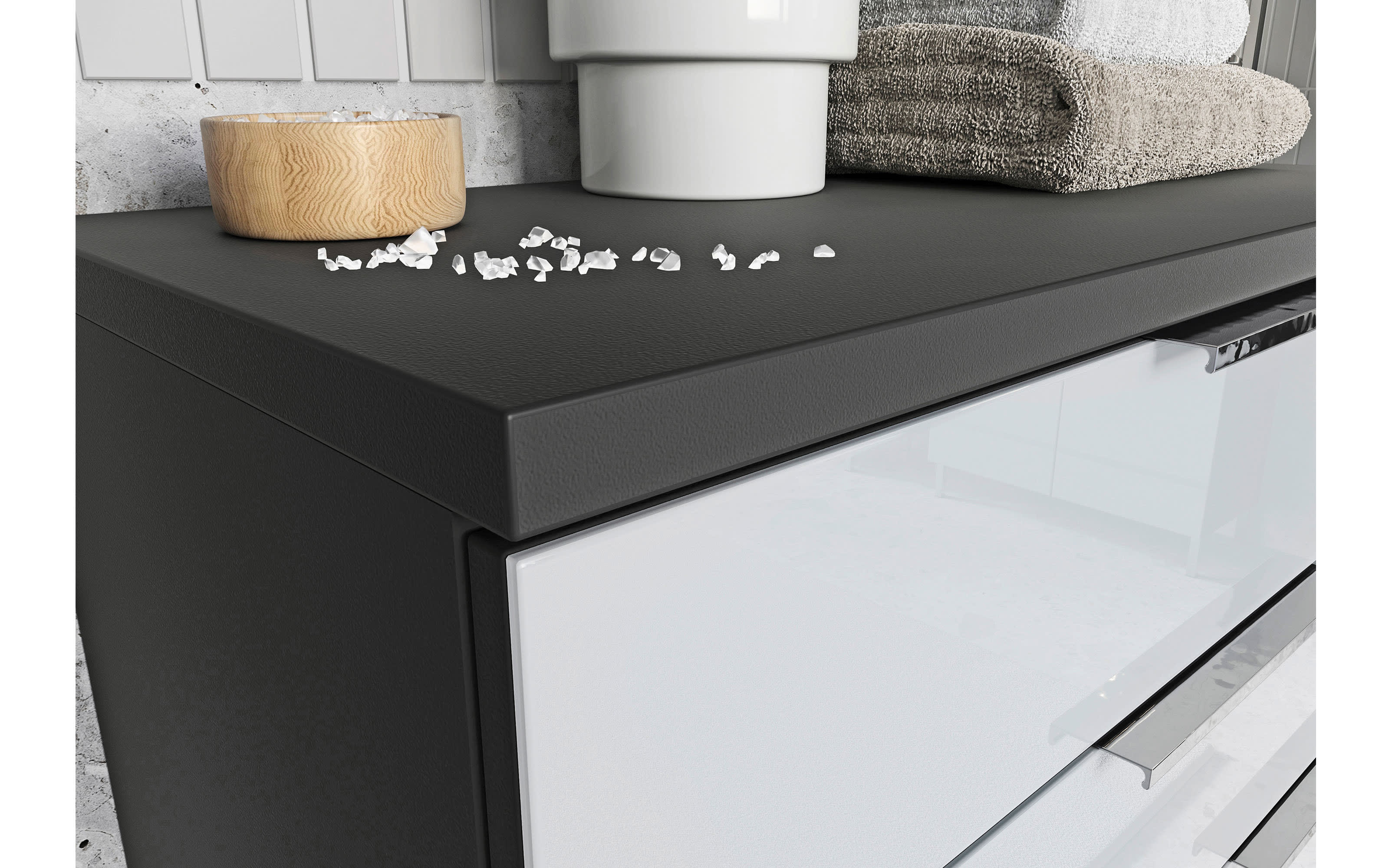 Hochschrank Corus, graphit/silbergrau