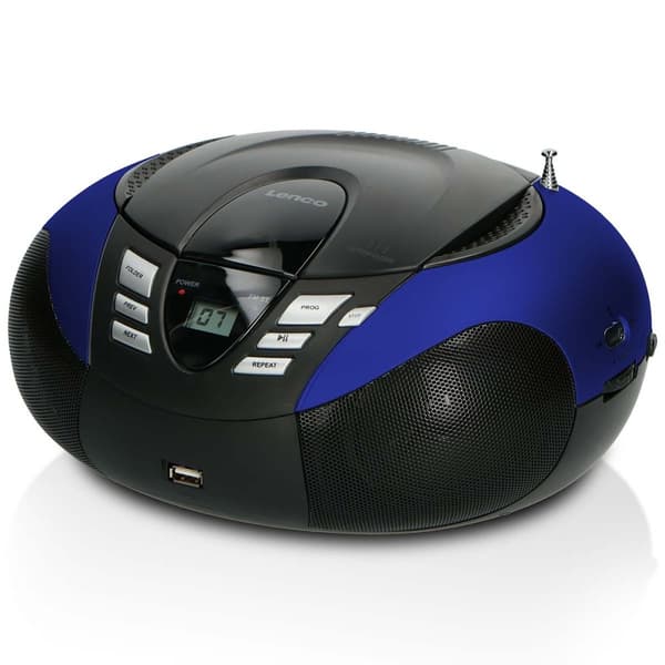 Lenco Bærbar FM-radio, CD- og USB-spiller Blå