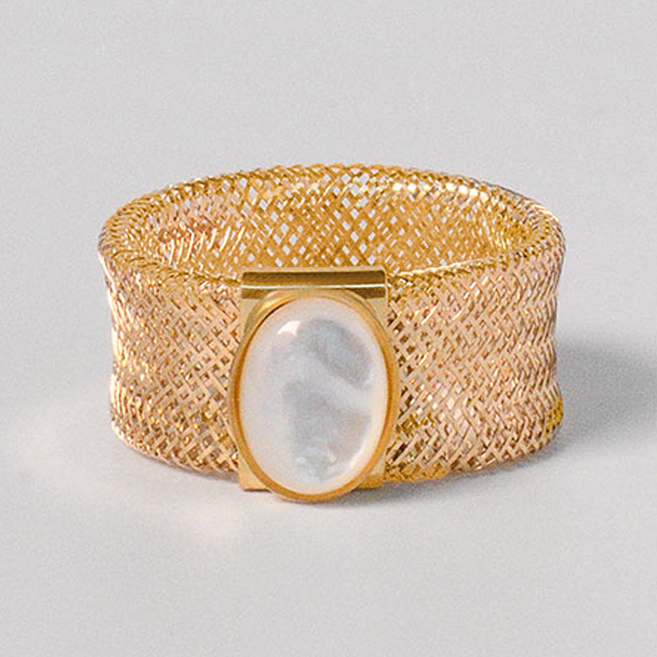 Instant d'Or Bague ajustable Flamboyante Nacre or jaune