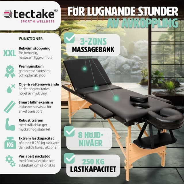 Massagebriks med 3 zoner, polstring + taske