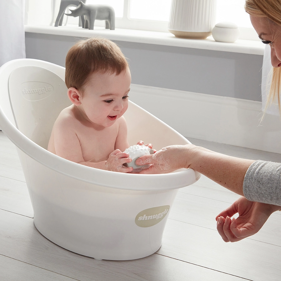 shnuggle® Babybadewanne in weiß  hellgrau