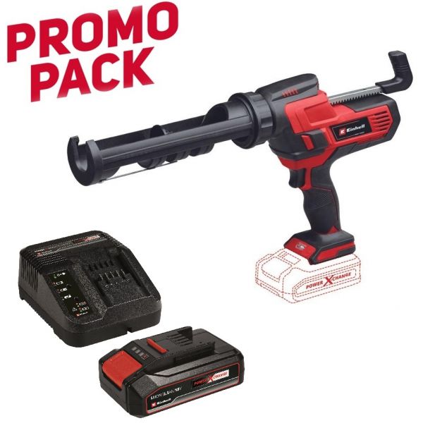 Einhell Pistola Silicone Te-sg 18/10 Li Solo   Bateria 18V 2.5Ah   Carregador
