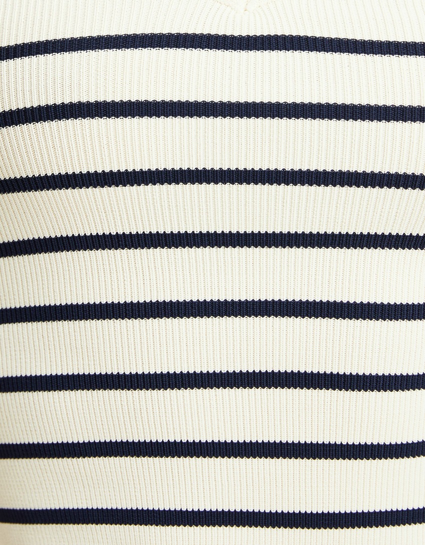 Top cropped bandeau de tricô listrado