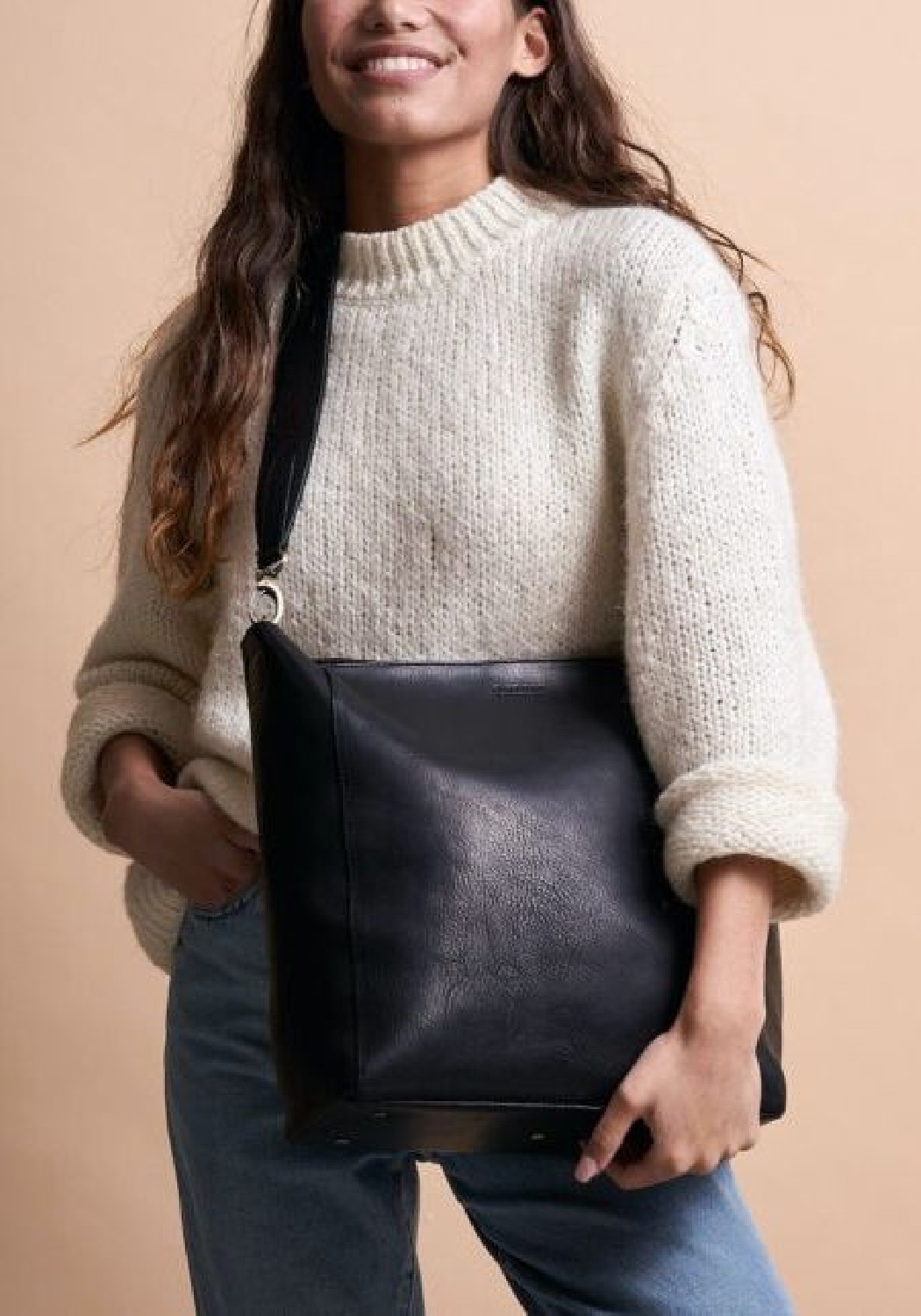 O My Bag Leder-Shopper Sofia Eco-Stromboli Leather Black