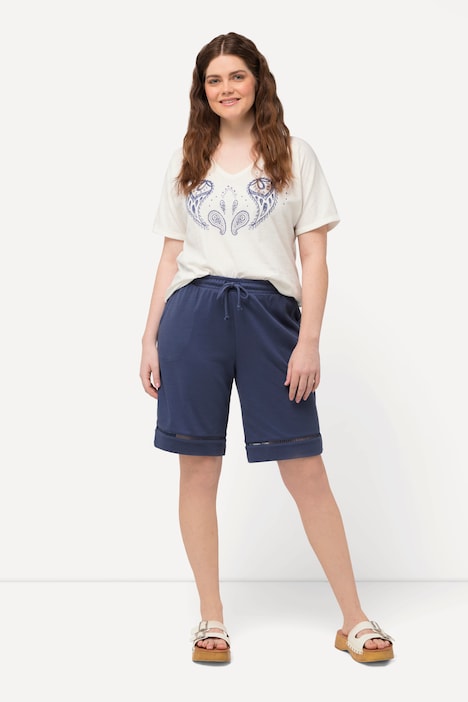 Shorts, Lochstickerei, Elastikbund, Biobaumwolle