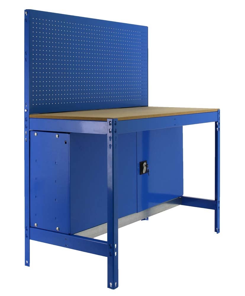 PROREGAL Buffalo werkbank met gereedschapswand en kast, HxBxD 84 x 120 x 61 cm, draagvermogen 600 kg, blauw