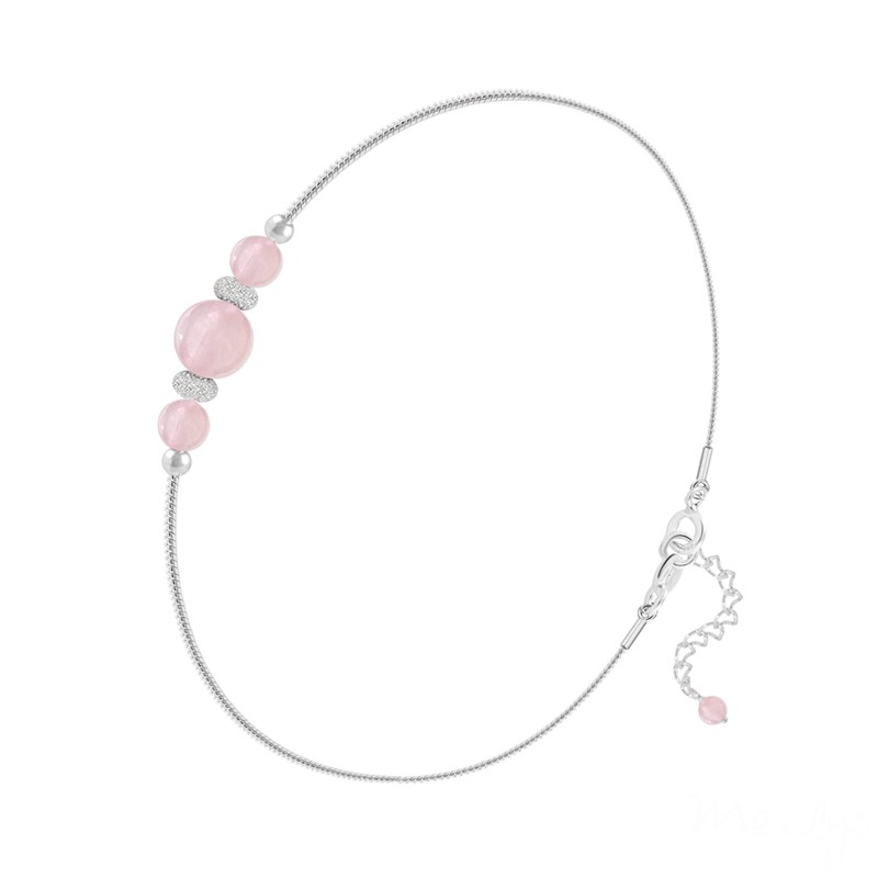 Bracelet en argent 925 et pierres naturelles Quartz Rose