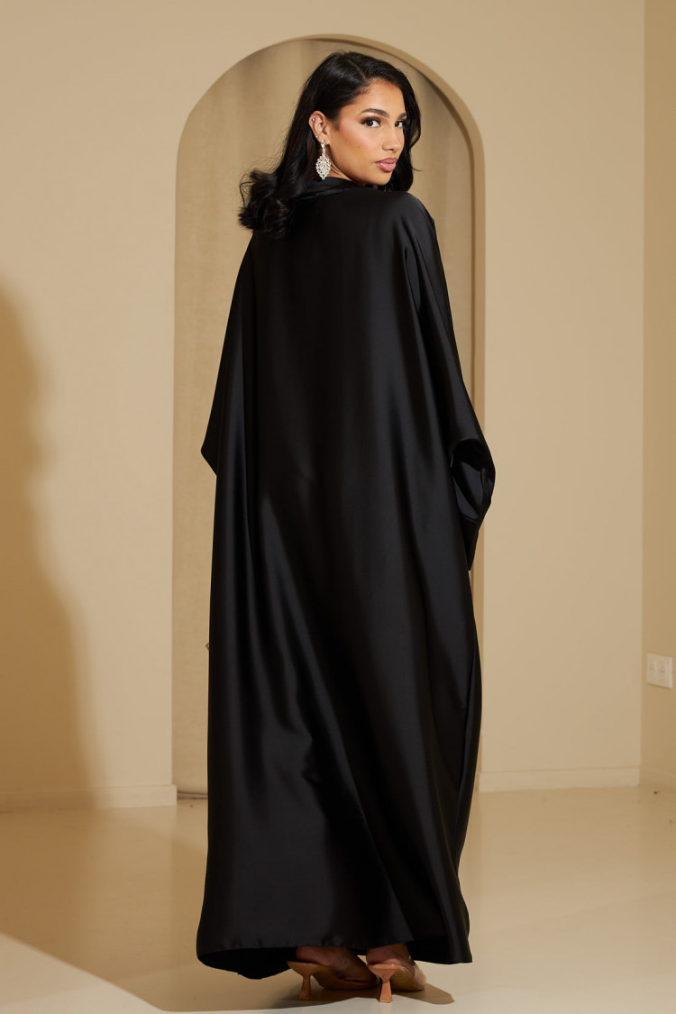 Abaya noire ample satinée