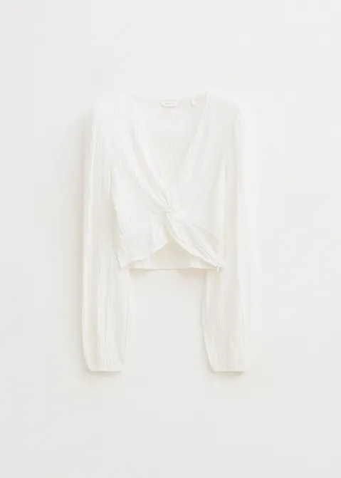 Geweven top met knoop off-white (WIT.O)