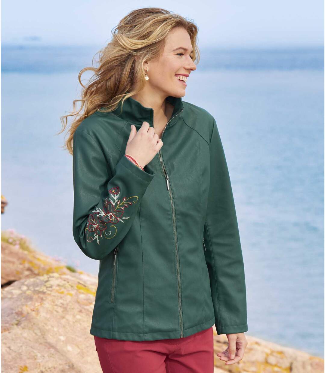 Veste Simili Cuir Brodée
